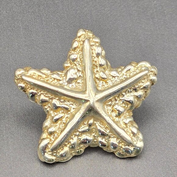 Taxco Sterling Silver Starfish Post Earrings 1" Textured Design TM-90 14.9g - Picture 3 of 7